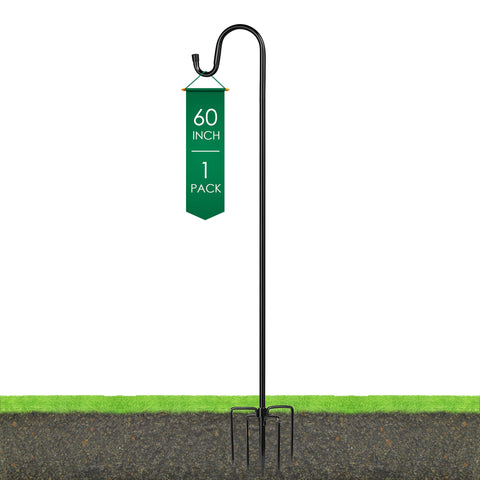 Ottsuls shepherd hook with 5-prong base delivers stable ground anchoring for garden displays.