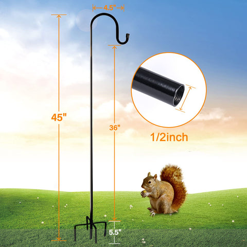 Ottsuls shepherd hook hanging flower pot highlights garden decor with secure hanging capability.
