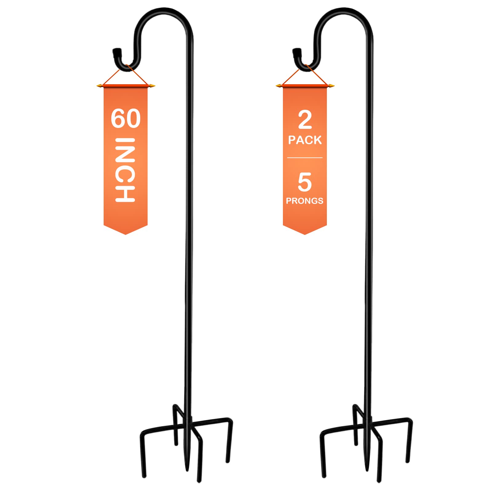 Ottsuls Shepherd-Hooks 60-inch base prongs provide stable ground support for outdoor displays.