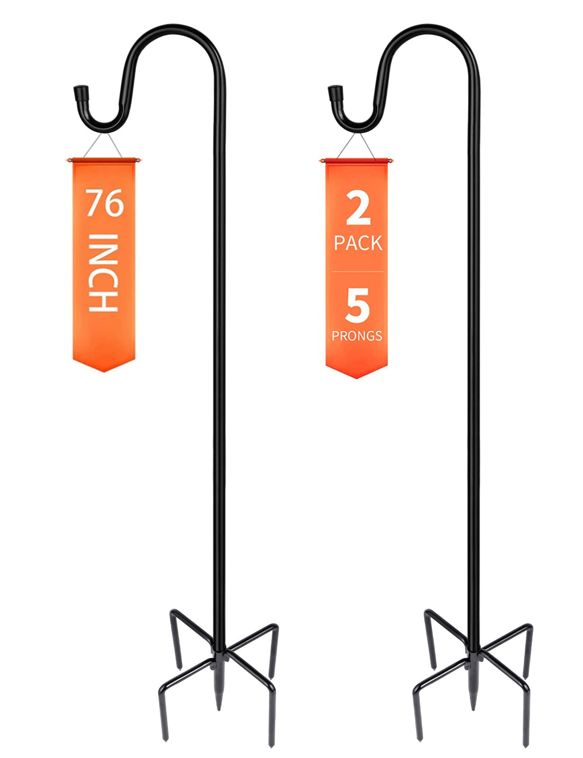 Ottsuls shepherd hook with a five-prong base keeps lanterns steady in wind.