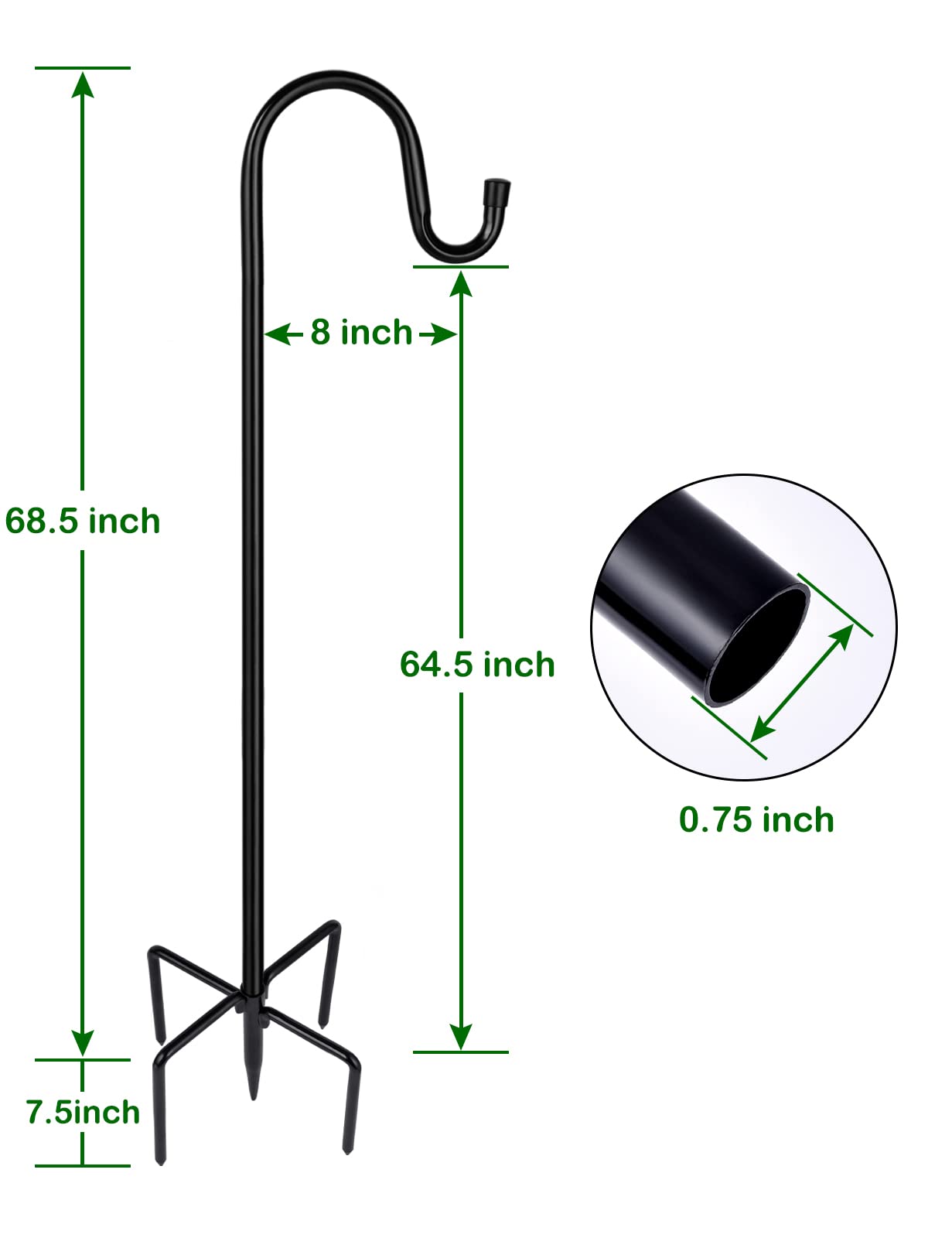 Ottsuls sturdy metal garden hook with dark finish blends with outdoor decor.