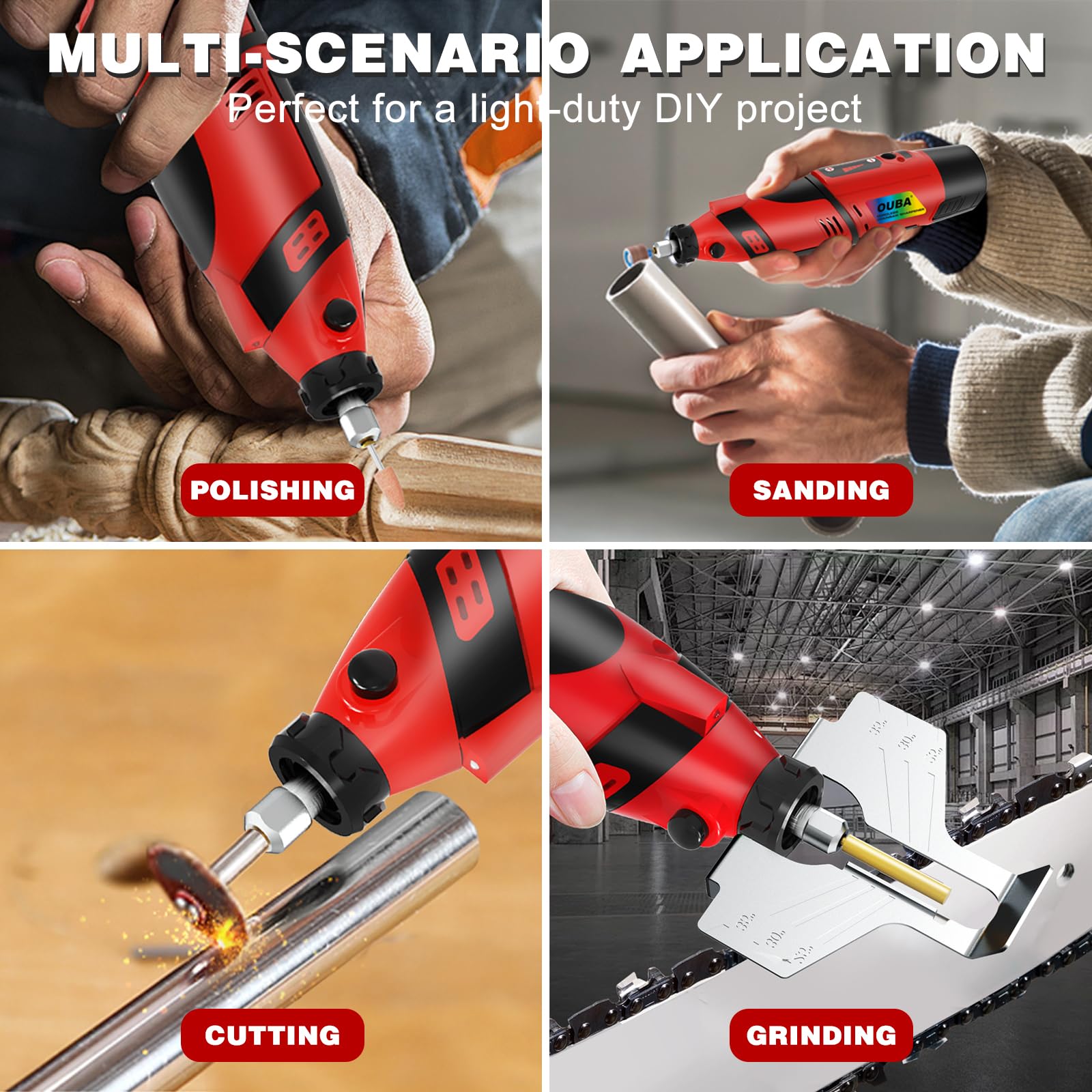 OUBA burr grinding stones ensure smooth, accurate chain shaping