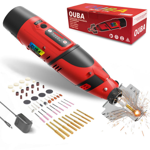 OUBA cordless chainsaw sharpener with battery for on-site sharpening