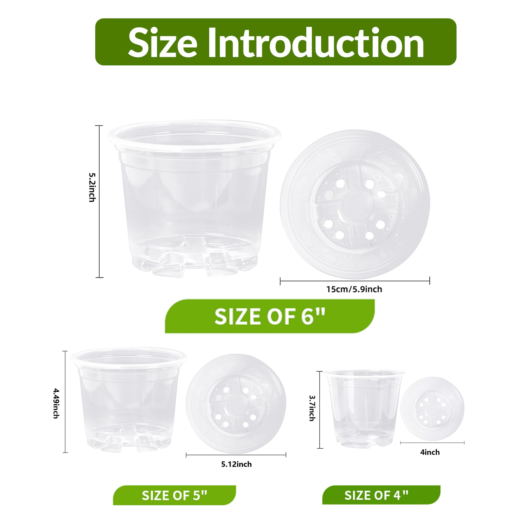Oubest 6-inch clear nursery pot for healthy roots and growth monitoring