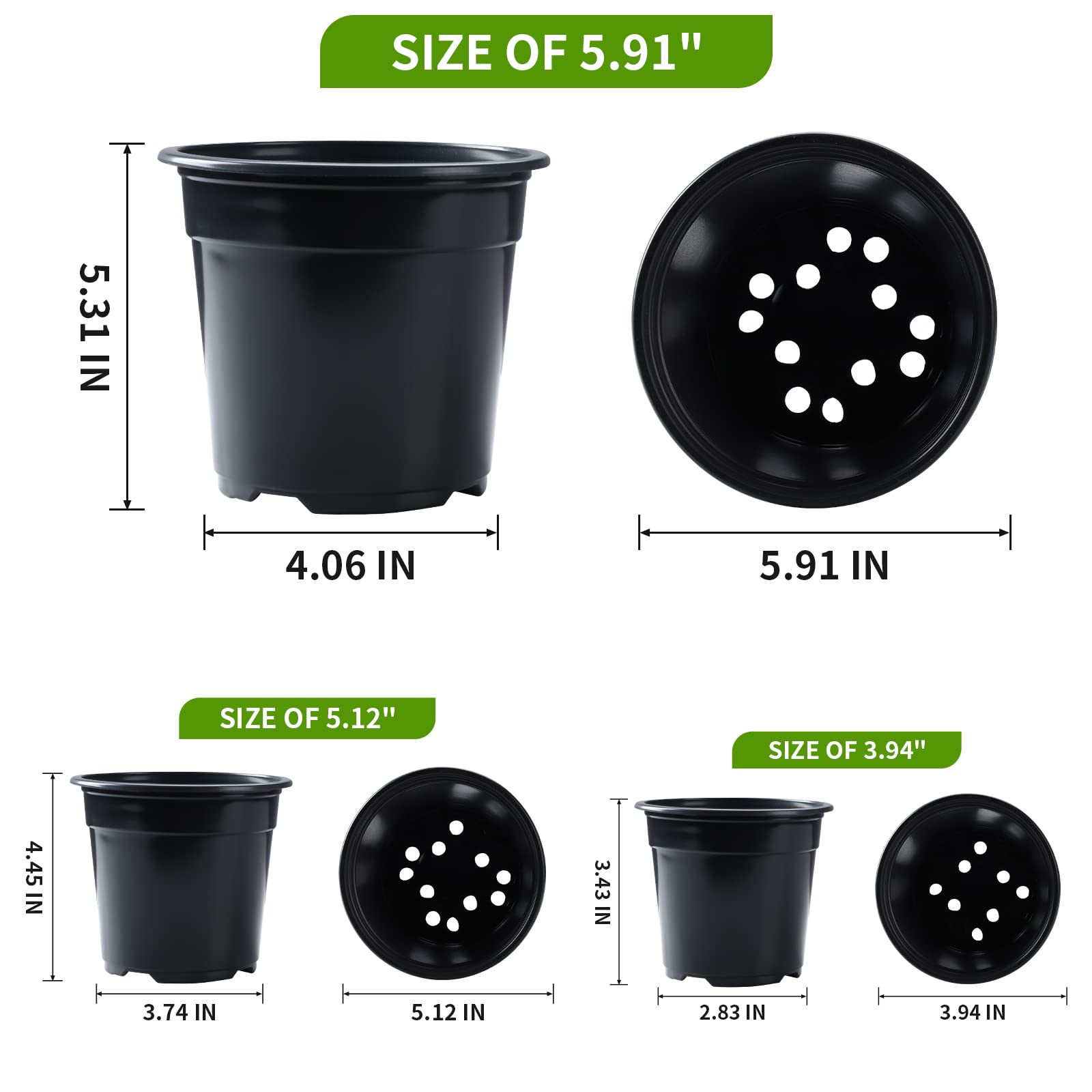 Oubest seedling pots 5-inch with drainage holes support healthy roots