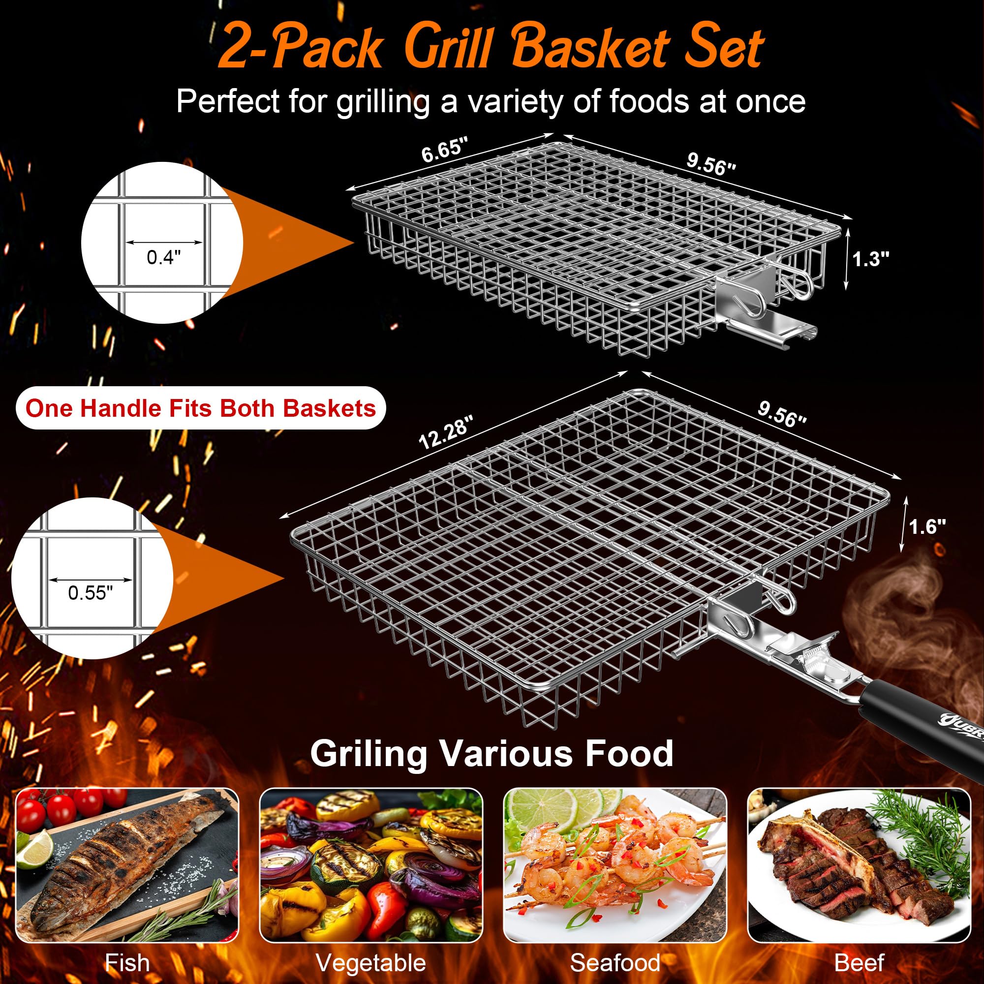 OUBRTS small grill basket for vegetables and shrimp