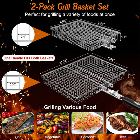 OUBRTS small grill basket for vegetables and shrimp