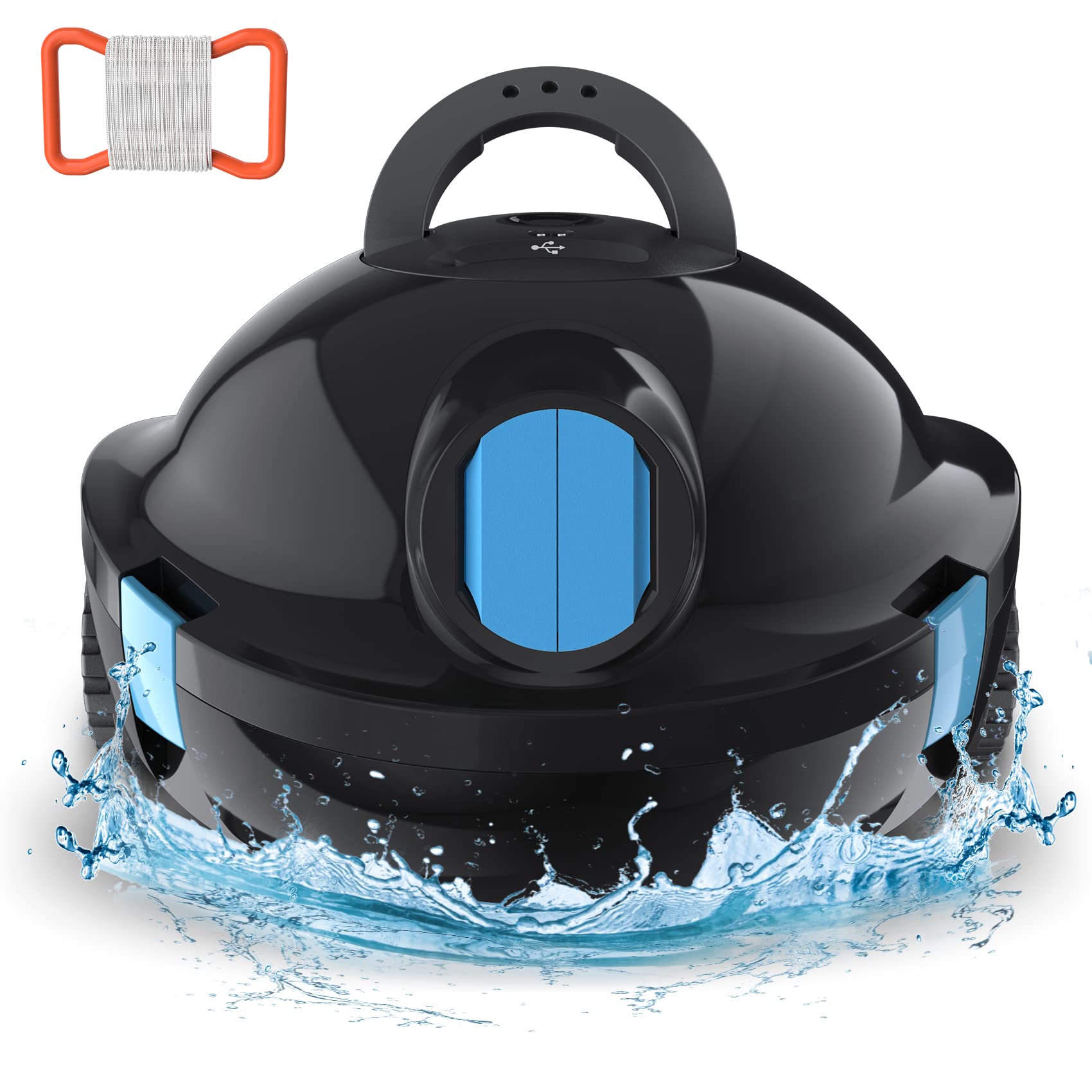 OUCAXIA Y10 front view shows cordless pool cleaning ready for quick above-ground setups