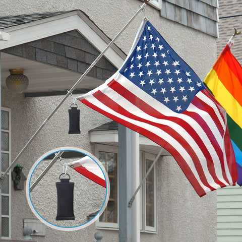 Oudain clip-on flag weight with grommet attachment for secure display.