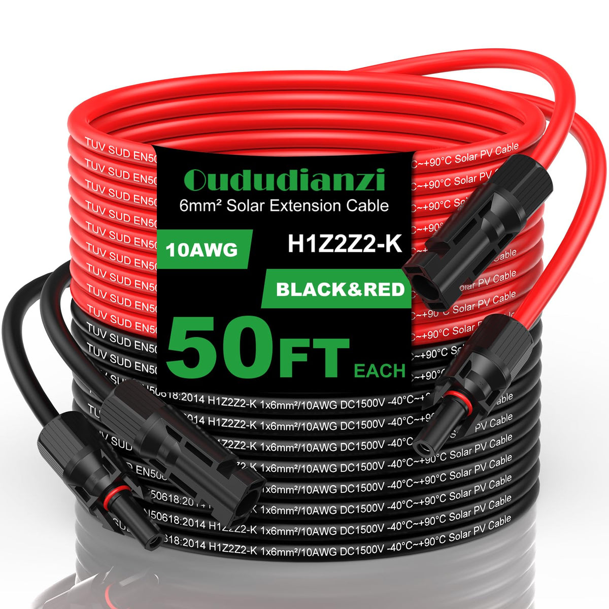 Oududianzi 50ft black solar extension cable for outdoor power runs