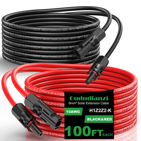 Oududianzi solar extension cable 100ft for versatile outdoor PV wiring.
