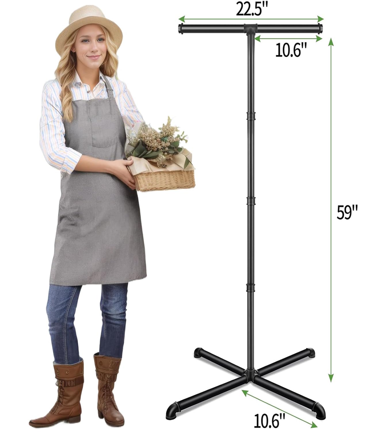 OugeWood heavy-duty iron pipe stand resists bending for lasting use.