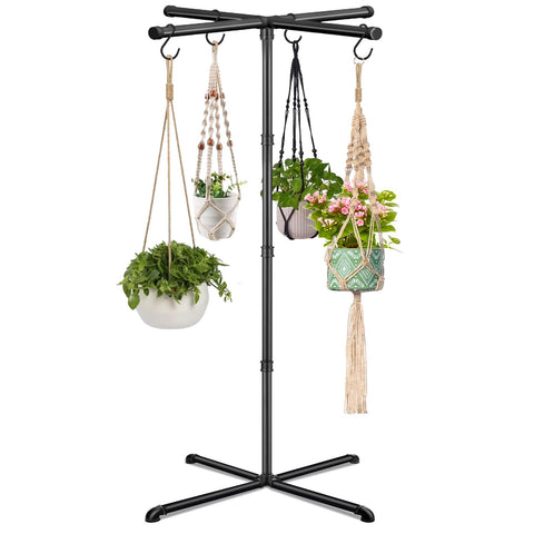 OugeWood plant hanger 59-inch tall stand provides sturdy display for indoor greenery.