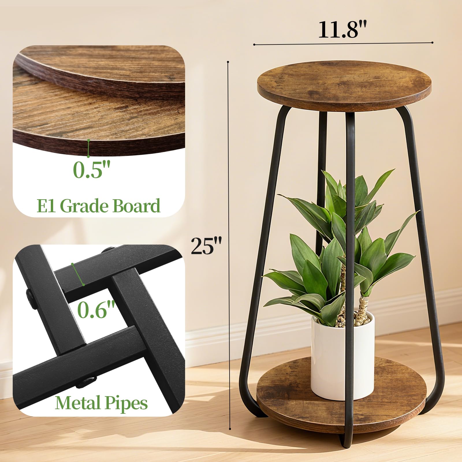 OugeWood 2-tier plant shelf, top view with ample surface for plants and decor