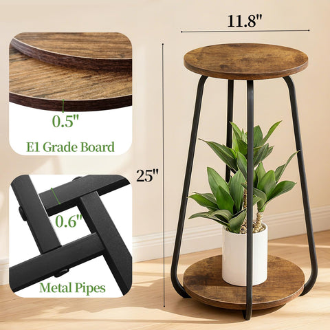 OugeWood 2-tier plant shelf, top view with ample surface for plants and decor