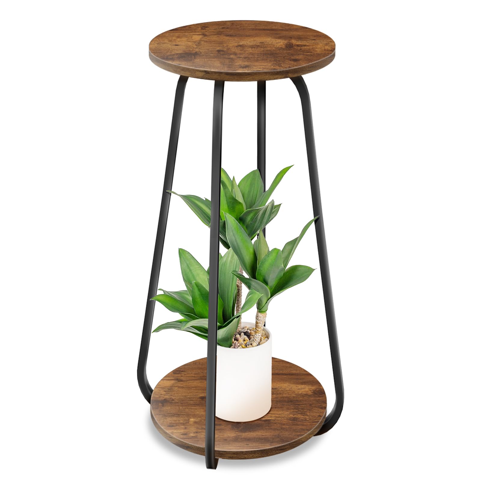OugeWood 2-tier plant stand indoor, side view shows stability and space efficiency