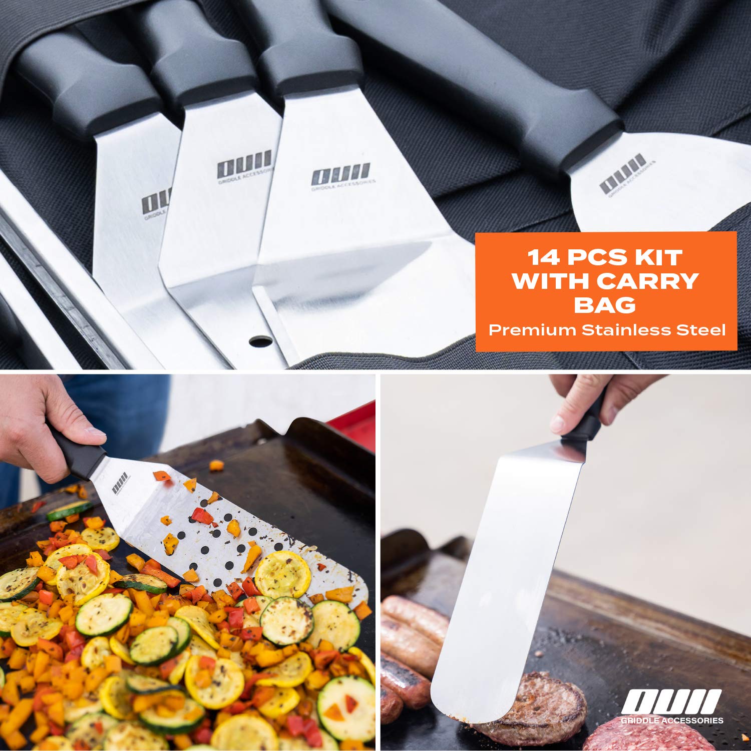 OUII burger flipper makes flipping juicy patties effortless