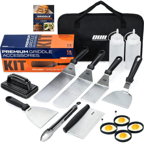 OUII long spatula for precise flipping on flat-top grills with a heat-resistant handle