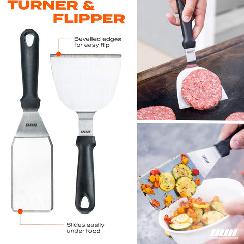 OUII 12-inch locking tongs provide secure flipping and control