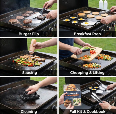 OUII heavy-duty griddle cleaner and scraper keep surfaces spotless