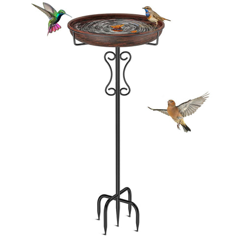 Ouinis bird bath with 12-inch bowl invites birds to rest and drink in your garden.