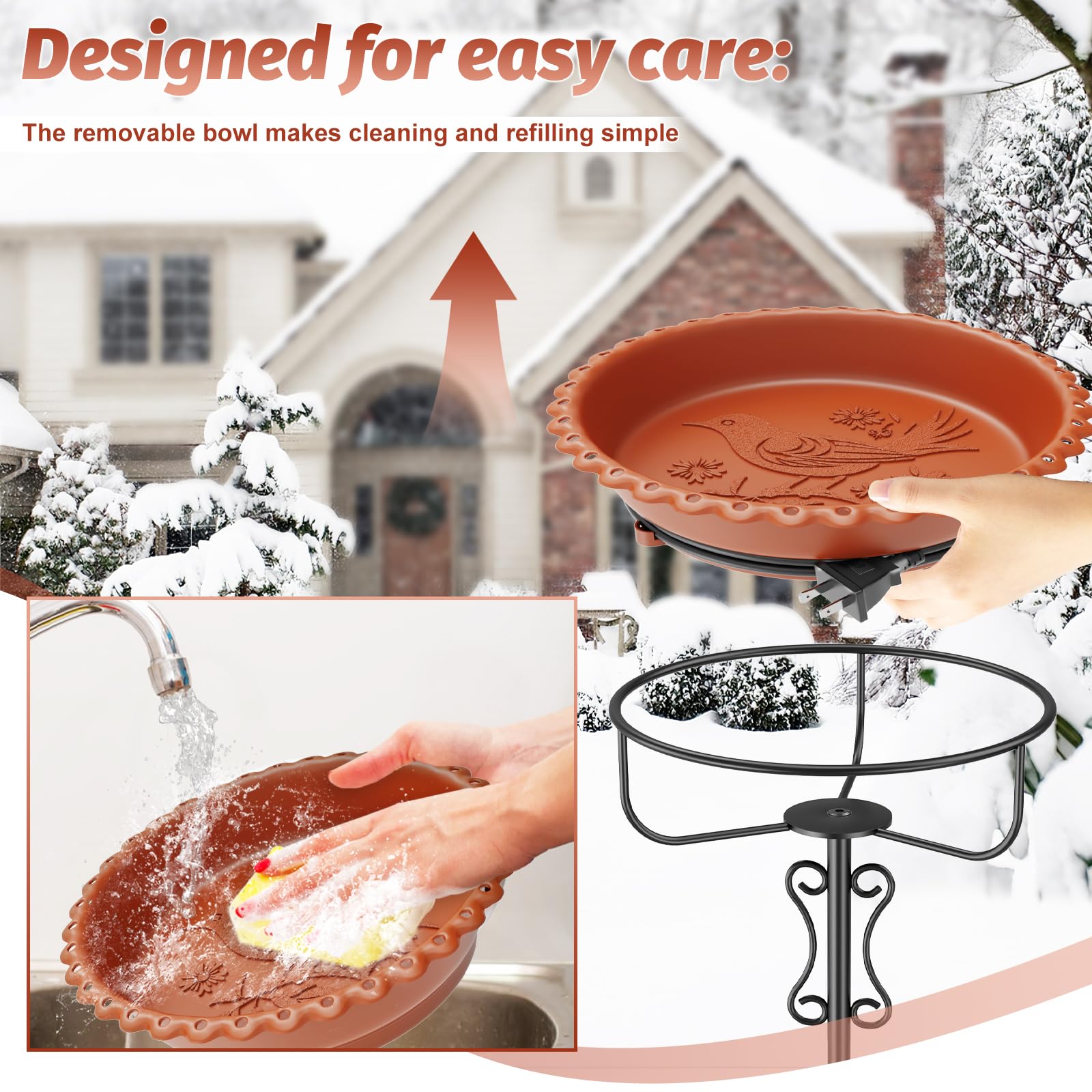 Ouinis 5-prong metal base provides stable winter footing.