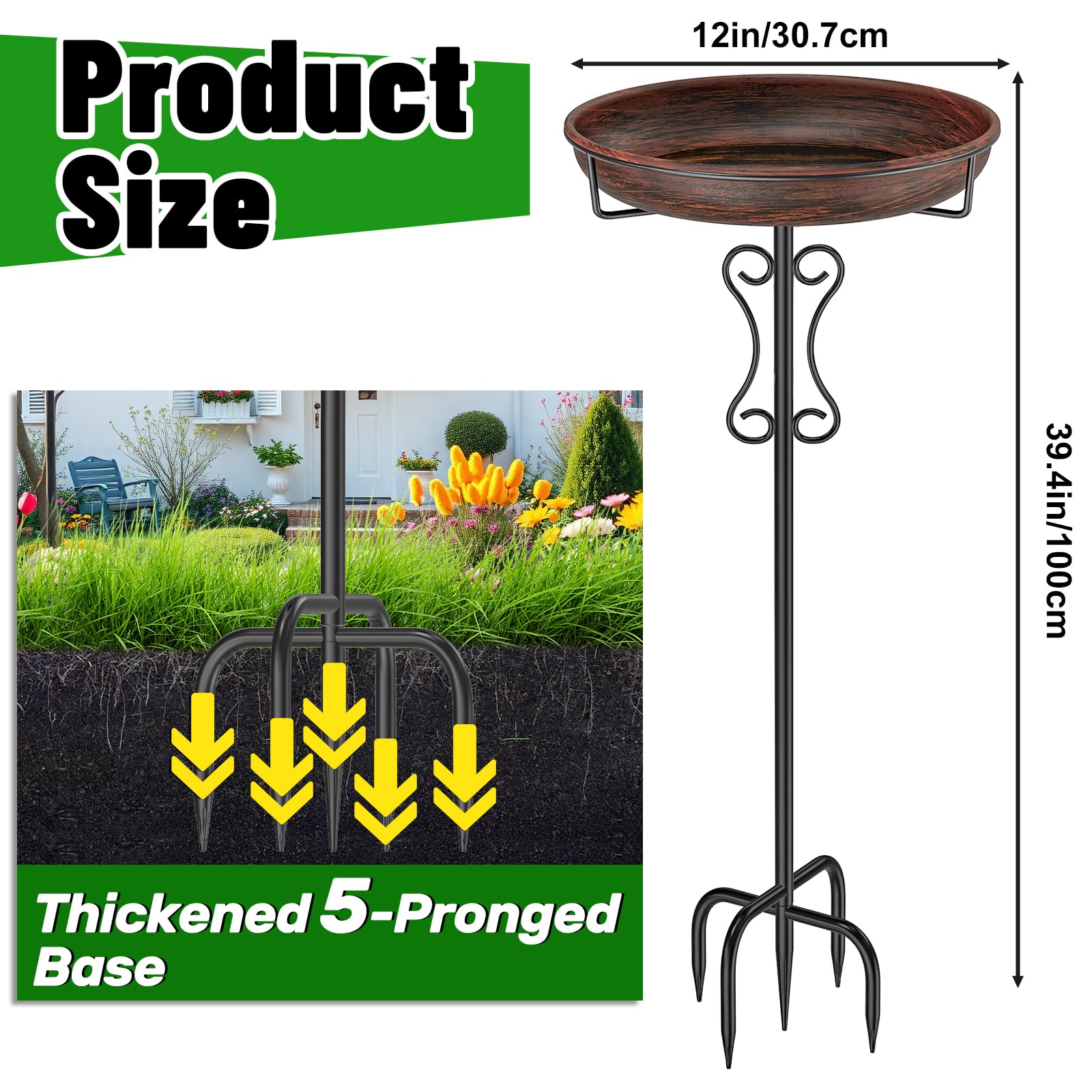 Ouinis upgraded five-prong base provides extra stability on lawns and patios.