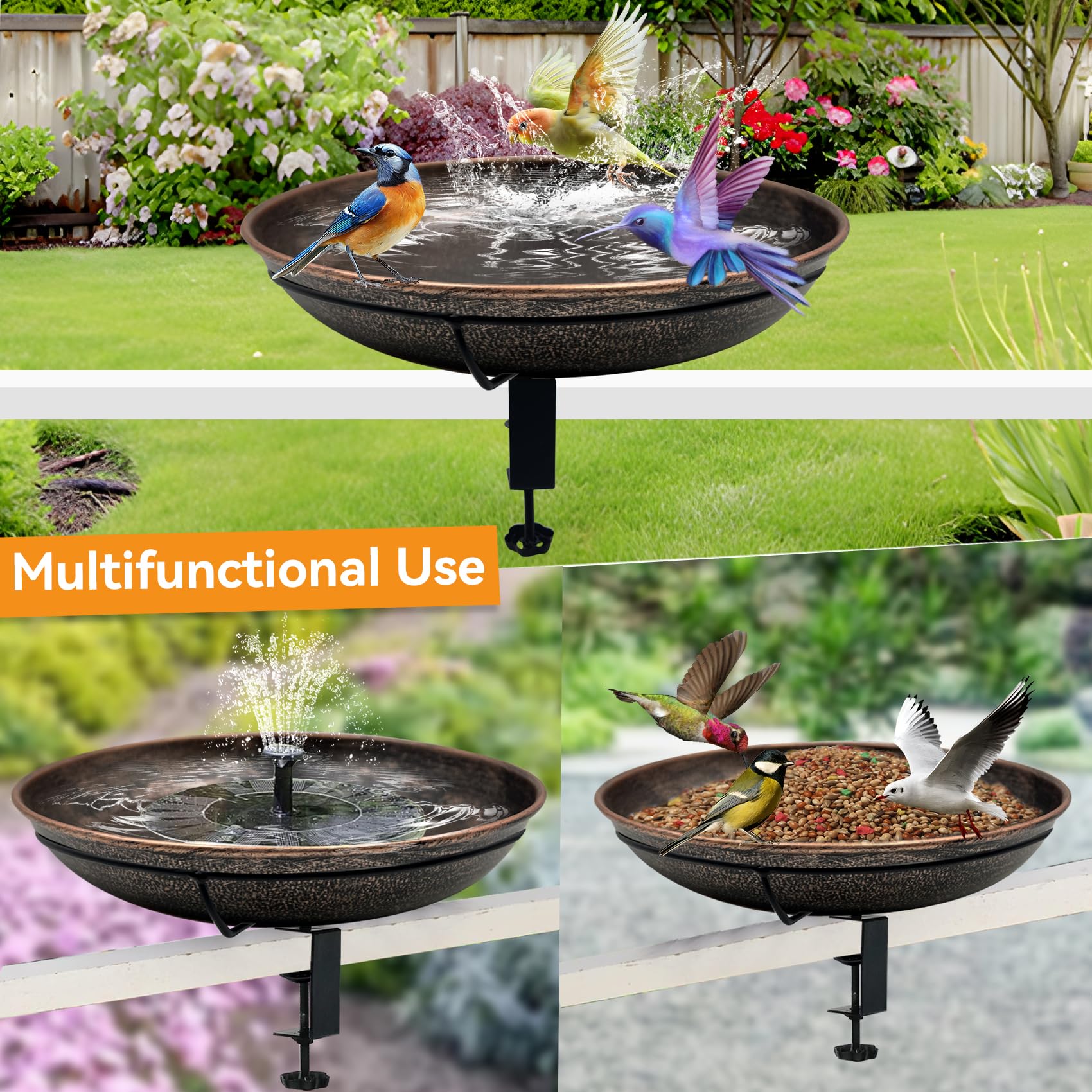 OUISJYER 12-inch bowl ready to welcome birds for drinking and bathing.