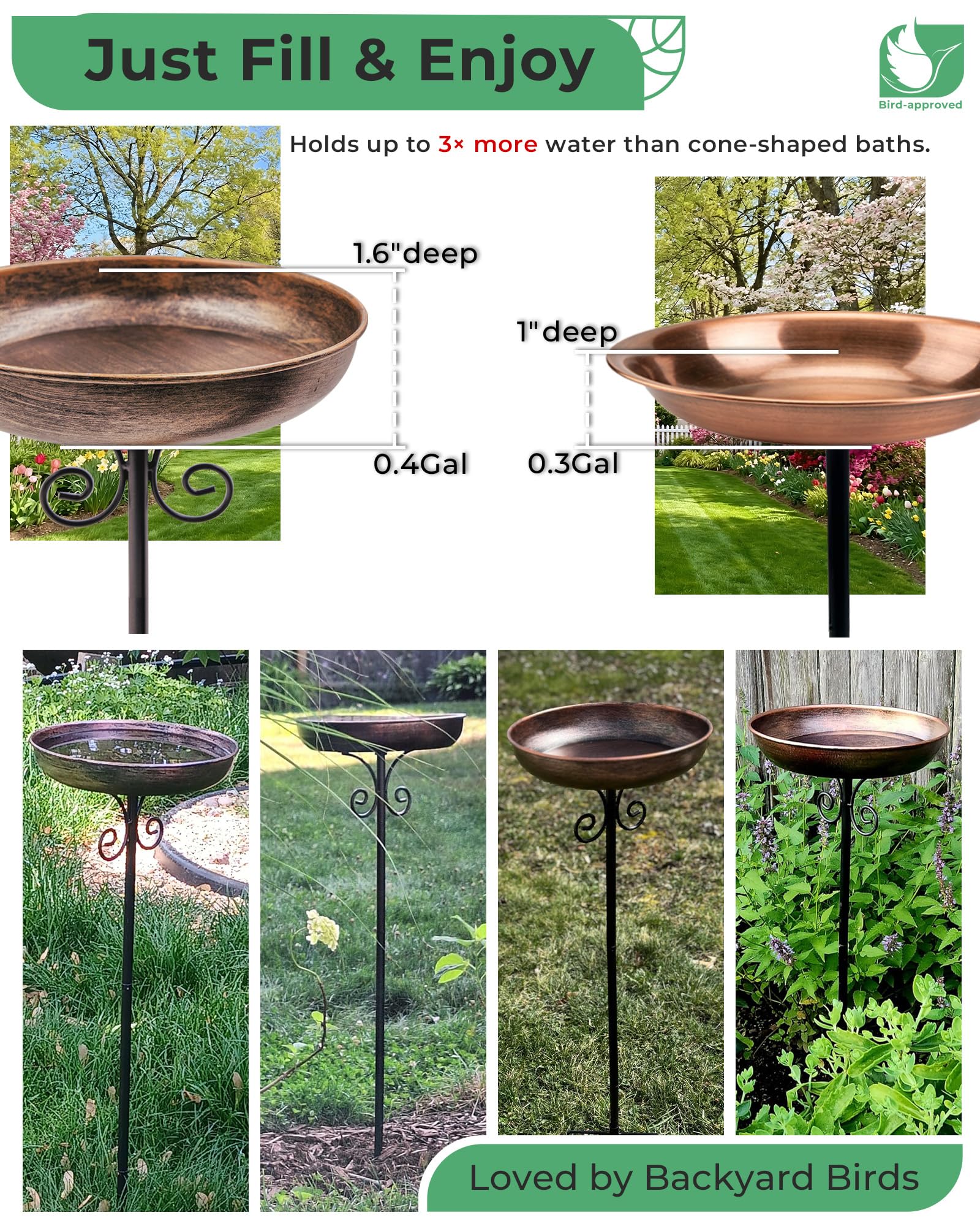 OUISJYER metal bird bath stake assembly for easy setup.
