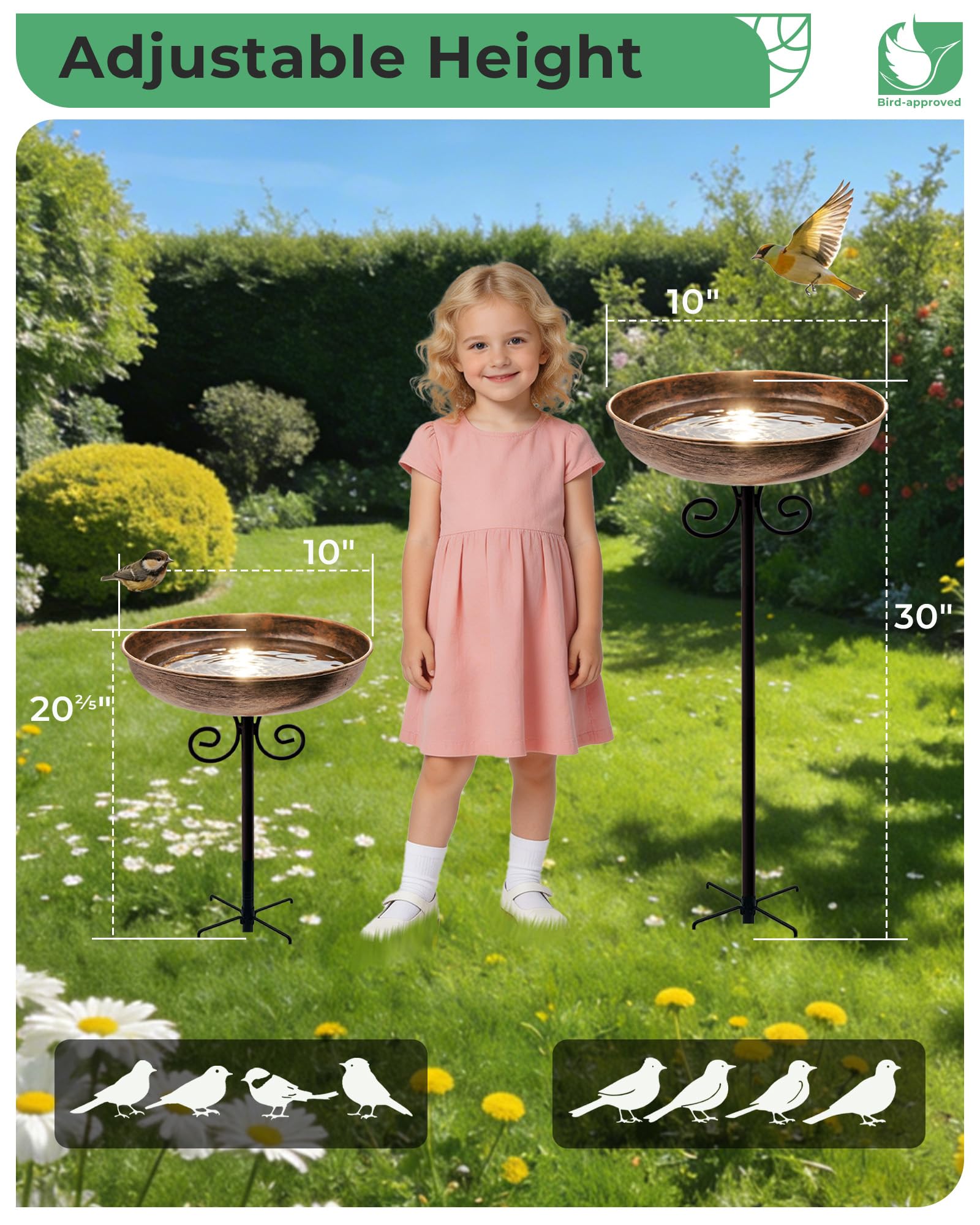 OUISJYER bird feeder and bath combo supports feathered visitors.