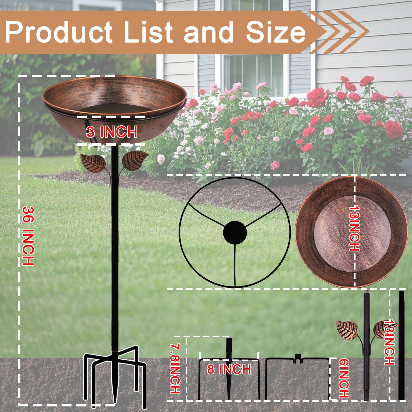 OUISJYER versatile use as a birdbath, feeder, or with a solar fountain.