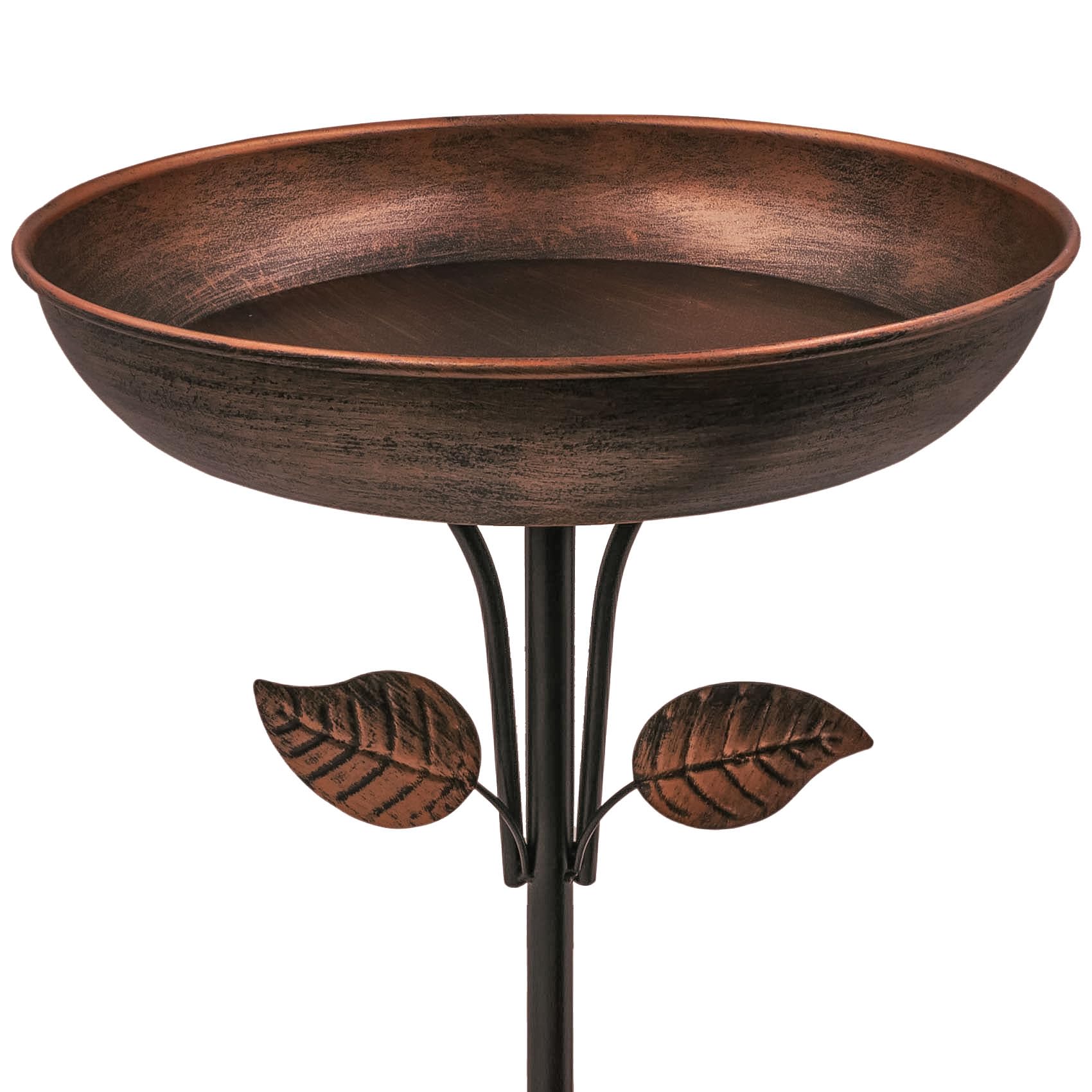 OUISJYER metal bird bath 12-inch bowl on a stake, inviting birds to visit