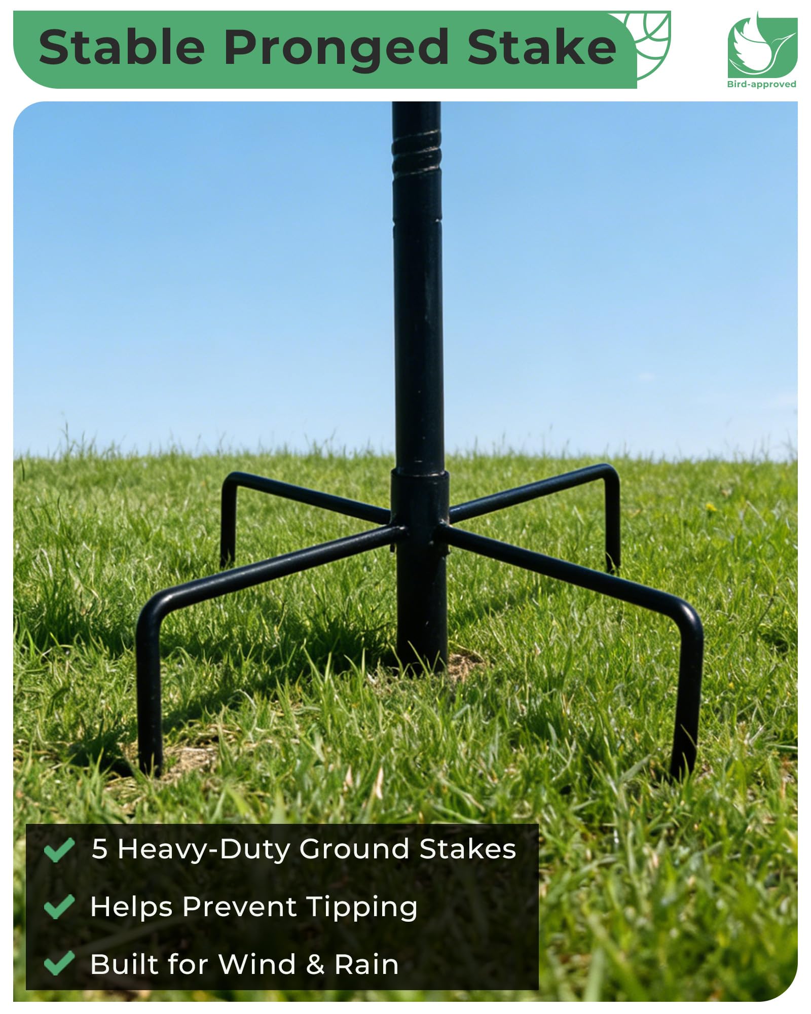 OUISJYER rust-resistant coating protects metal bird bath outdoors.