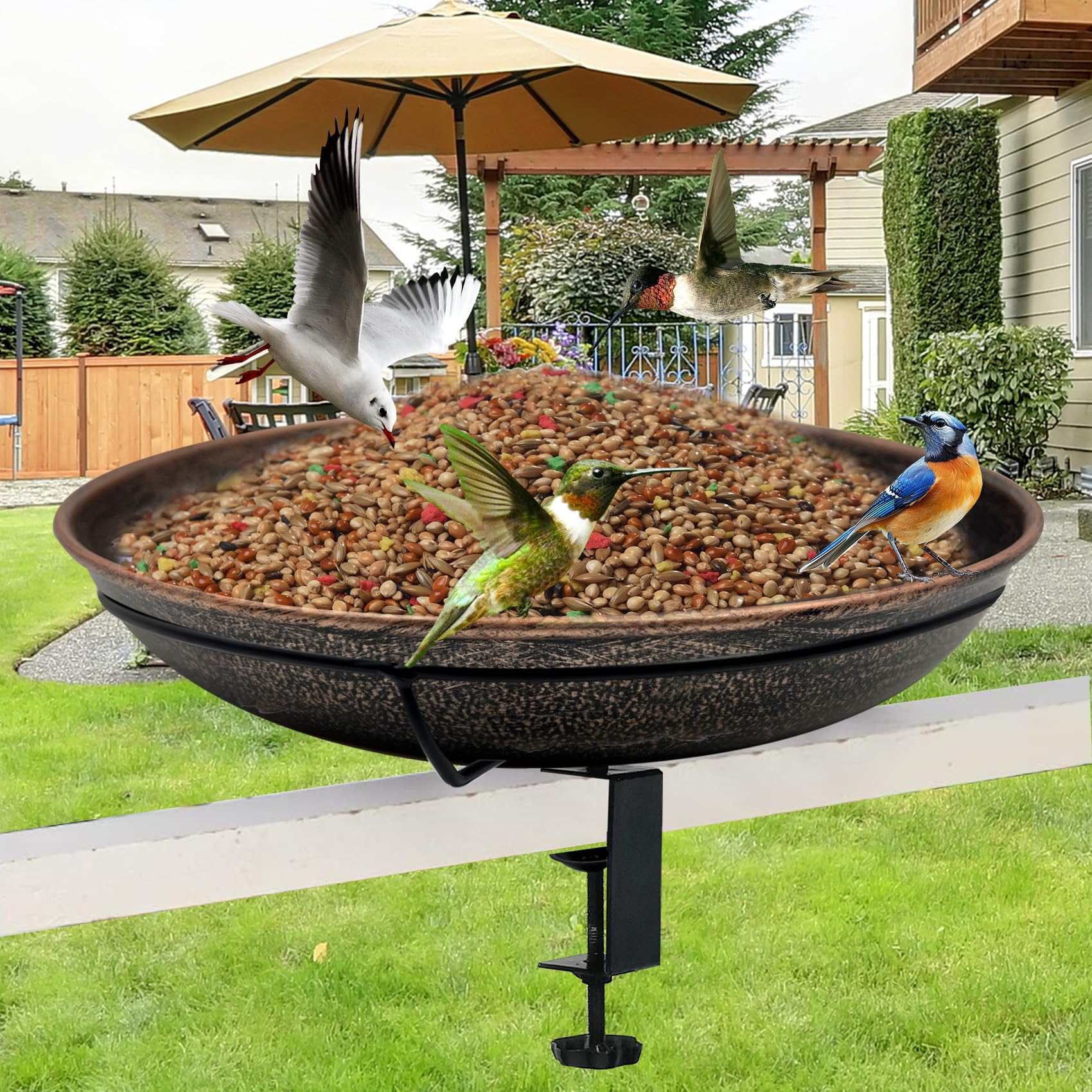 OUISJYER space-saving balcony bird bath enhances compact outdoor spaces.