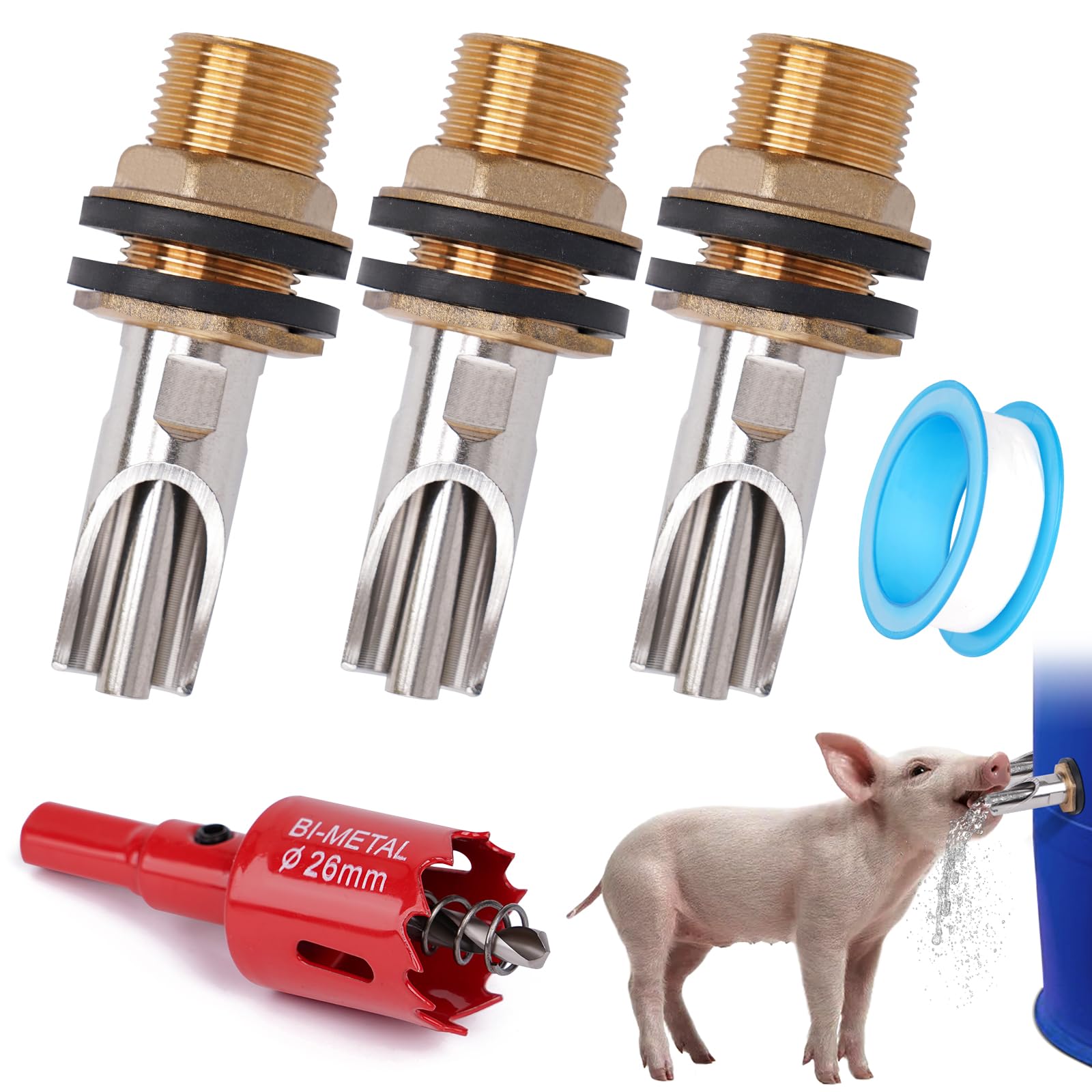 OUJIMAI pig nipple waterer barrel kit for efficient livestock hydration