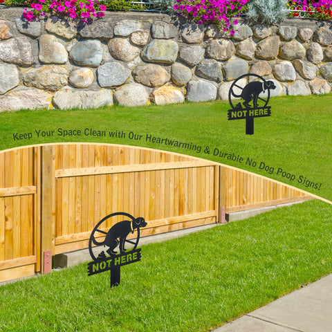 Gardens and lawns benefit from clear, polite no-poop signage.