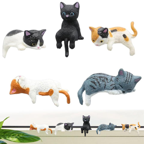 OULIGET mini cat figurines lying pose brighten garden or desk decor