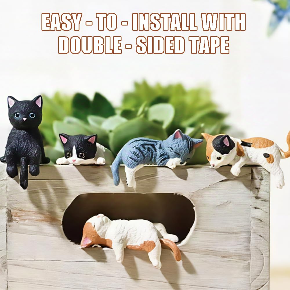 OULIGET mini cat figurines sitting pose cute accent for shelves