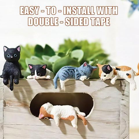 OULIGET mini cat figurines sitting pose cute accent for shelves