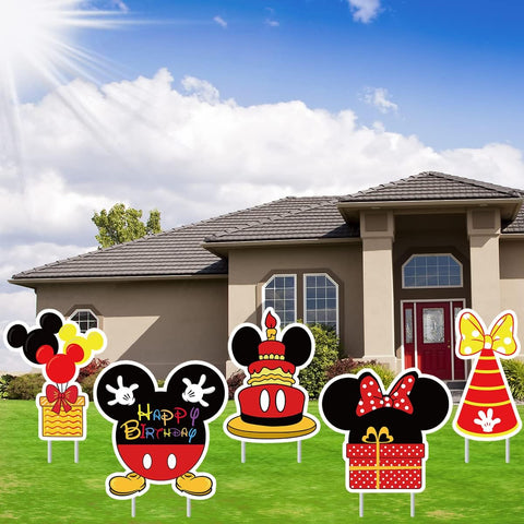 OULUN Mickey birthday sign balloons – bright focal point for outdoor parties.