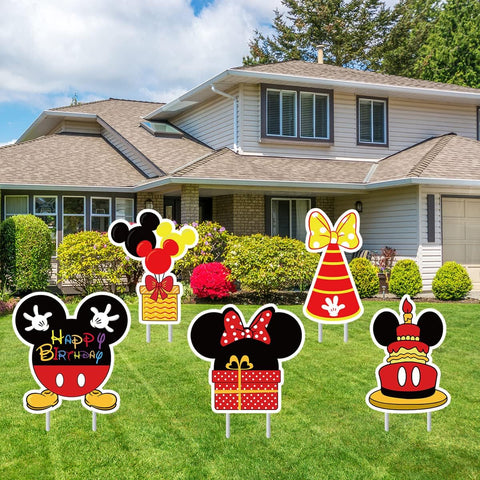 OULUN Mickey birthday sign gift – colorful decor for festive yard celebrations.
