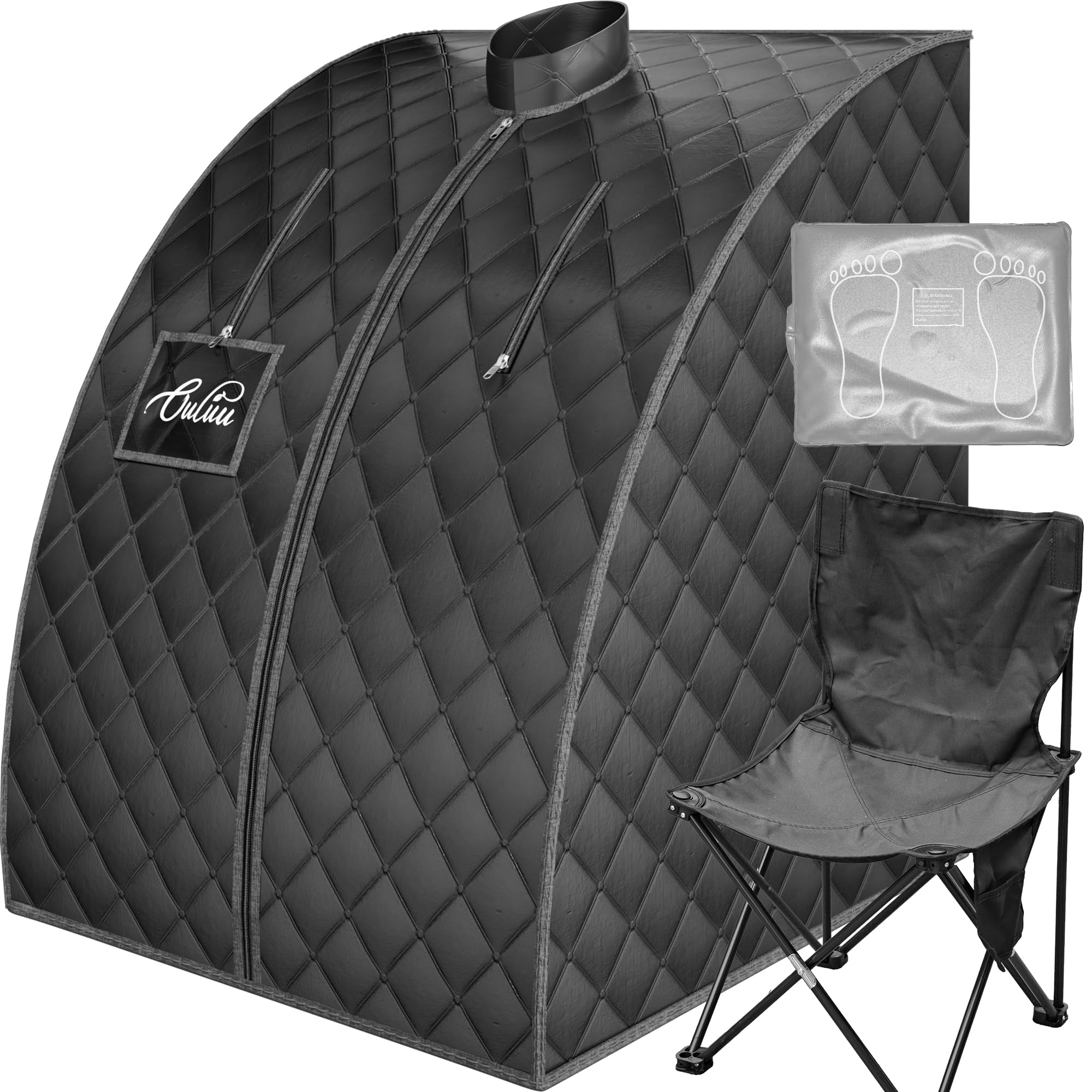 The ouluu infrared sauna box front view shows a compact home setup for easy access.