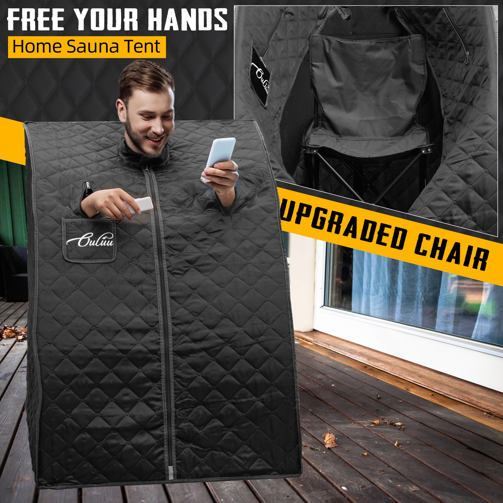 The ouluu portable sauna box assembled for quick home or travel use.