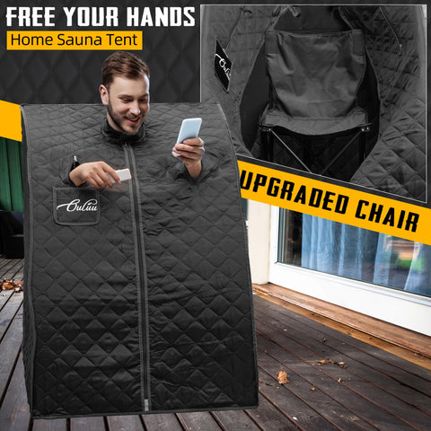 The ouluu portable sauna box assembled for quick home or travel use.