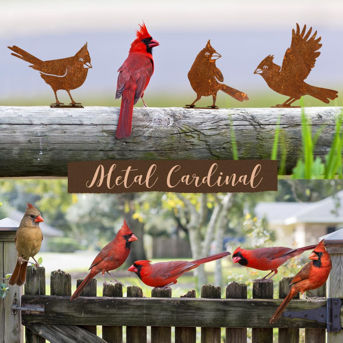 OULYDEKO metal bird silhouette serves as a focal point in a yard.