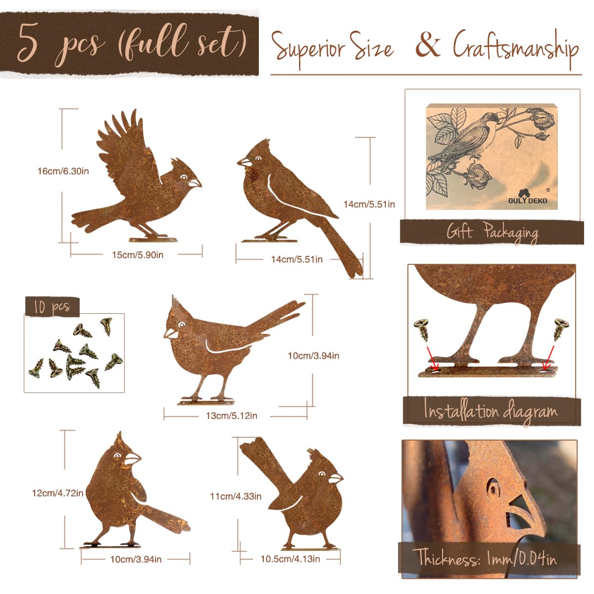 OULYDEKO outdoor bird ornaments create seasonal display possibilities.