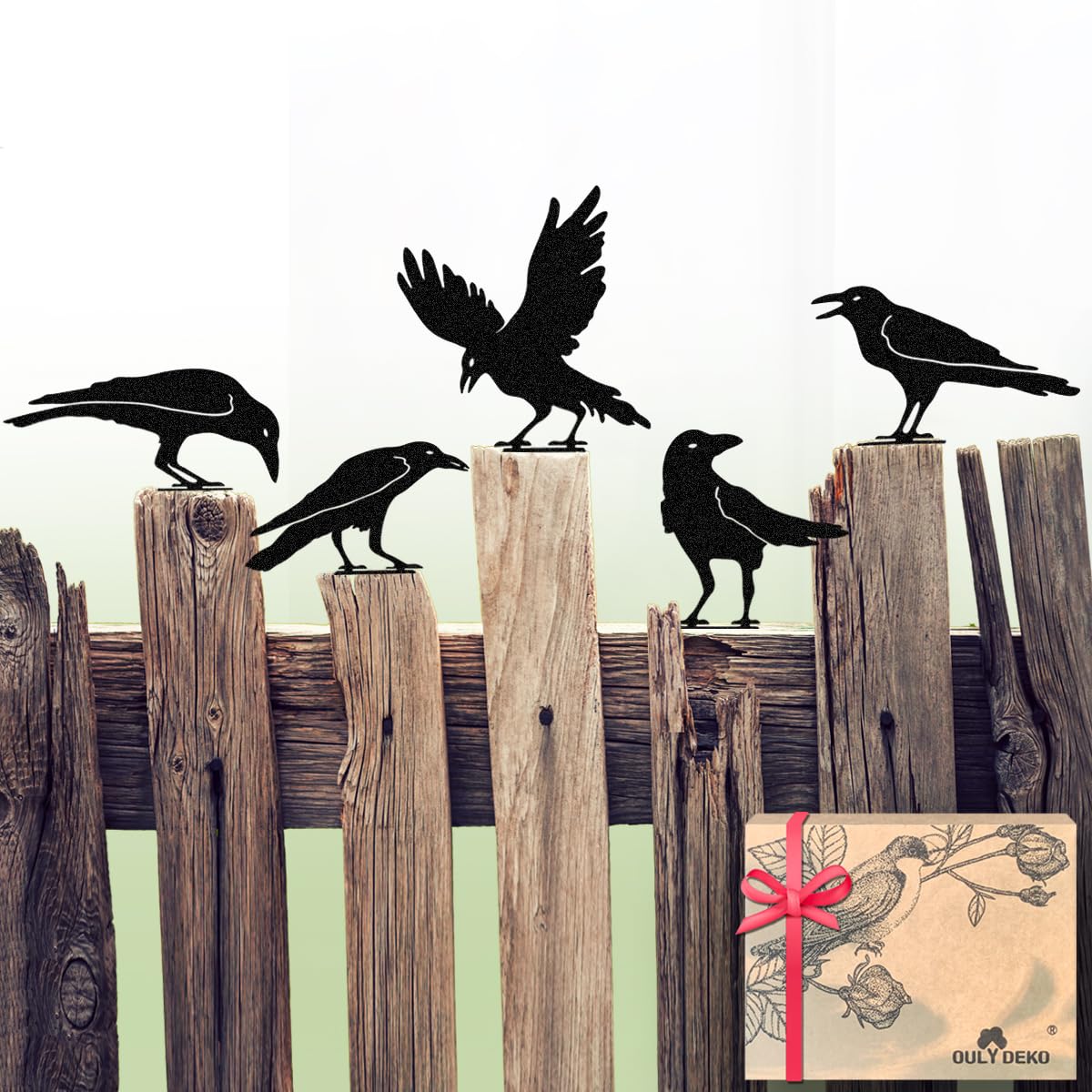 OULYDEKO Raven Decor metal crow statue adds gothic charm to your garden.