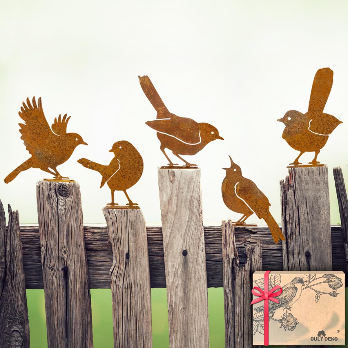OULYDEKO rusty birds collection display for rustic garden charm