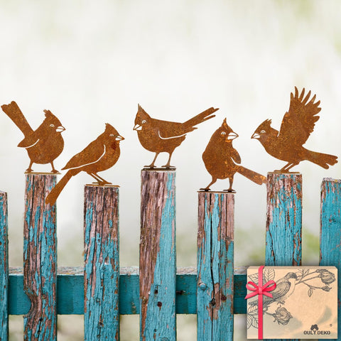 OULYDEKO rusty birds collection enhances garden curb appeal with rustic metal art.