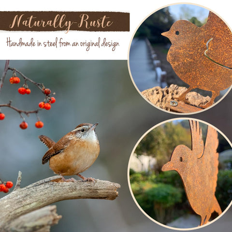 OULYDEKO rusty birds windowsill stake adds durable outdoor decor